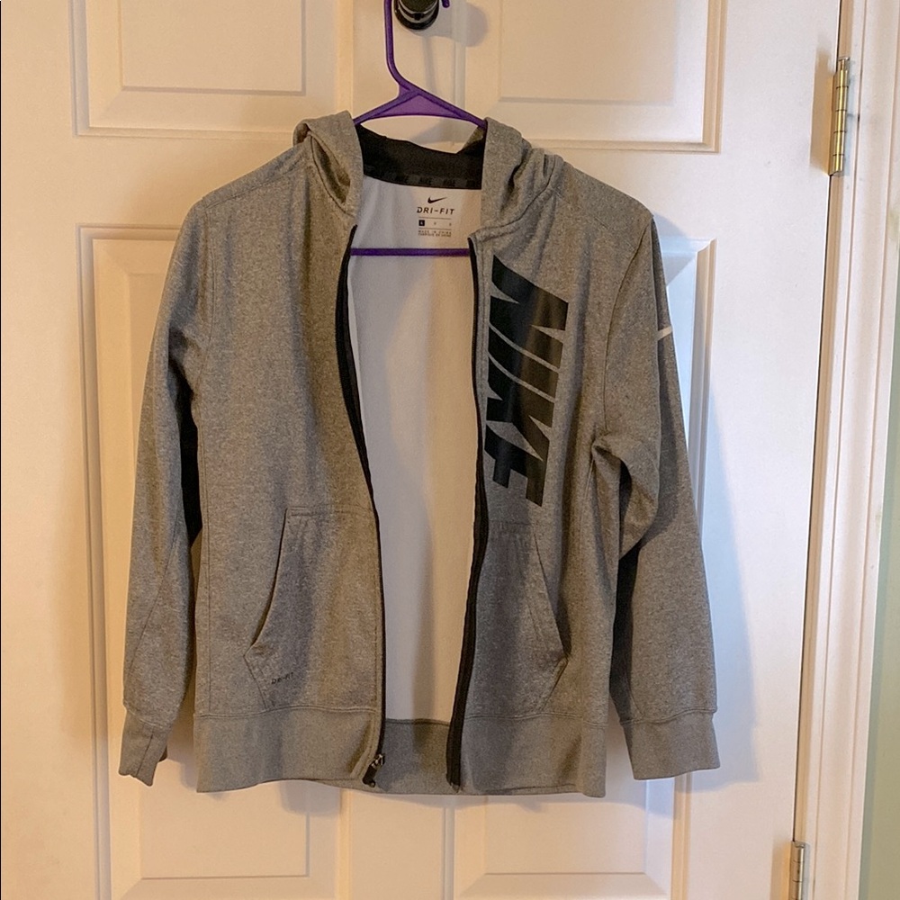 Boys Nike Kids Gray Zip Up Hoodie Large